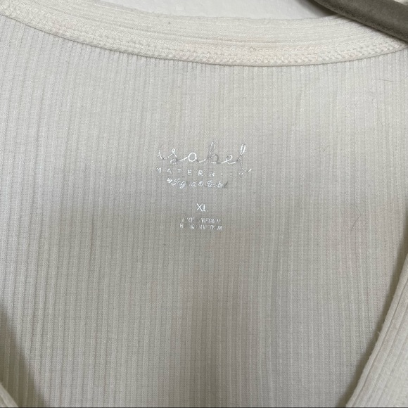 Maternity Elbow Sleeve V-Neck Henley Top - Maternity Ingrid & Isabel White XL - Picture 5 of 6